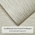 Embossed Grasscloth Textured Wallpaper - Classic Beige Wall Paper, Double Roll 33 ft x 21 in, Made in Ukraine, Traditional Paper Wall Covering for Bedroom, Kitchen or Living Room (Not Peel and Stick)