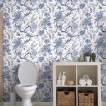 Drydiet Chinoiserie Peel and Stick Wallpaper 118.1" x 15.75" Removable Self Adhesive Wallpaper Floral Birds Contact Jacobean Vintage Contact Paper for Bedroom(Blue and White)