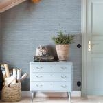 HueBurst Grasscloth Peel and Stick Wallpaper 17.3" x 197" Blue Textured Grasscloth Wall Paper Renter Friendly Wallpaper Self Adhesive Removable for Bathroom Bedroom