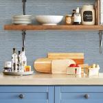 HueBurst Grasscloth Peel and Stick Wallpaper 17.3" x 197" Blue Textured Grasscloth Wall Paper Renter Friendly Wallpaper Self Adhesive Removable for Bathroom Bedroom