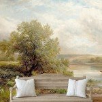IDEA4WALL Removable Wall Sticker/Wall Mural Pastel Scenic Forest Tree Valley Nature Wilderness Illustrations Fine Art Farmhouse/Country Landscape for Living Room, Bedroom, Office - 100"x144"