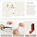 Lativo Modern Peel and Stick Wallpaper Boho Contact Paper for Cabinets Drawers Beige and White Striped Geometric Self Adhesive Wallpaper for Bedroom Bathroom Wall Decor Neutral Vinyl 17.3inW 393inL