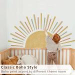 astrkiz Large Boho Half Sun Wall Decals Peel and Stick, Watercolor Pastel Sun Decal Sunrise Wall Murals Stickers, Sunshine Wall Stickers for Kids Room Playroom Nursery Bedroom, 48.07" x 24.82"