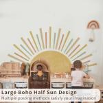 astrkiz Large Boho Half Sun Wall Decals Peel and Stick, Watercolor Pastel Sun Decal Sunrise Wall Murals Stickers, Sunshine Wall Stickers for Kids Room Playroom Nursery Bedroom, 48.07" x 24.82"