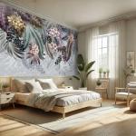 AMUGISH Exquisite Tropical Floral Wall Mural Wallpaper | Peel and Stick | Elegant Nature Scene for Living Room, Bedroom, Kitchen, Nursery - 84''W x 61''H Peel and Stick