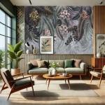 AMUGISH Exquisite Tropical Floral Wall Mural Wallpaper | Peel and Stick | Elegant Nature Scene for Living Room, Bedroom, Kitchen, Nursery - 84''W x 61''H Peel and Stick