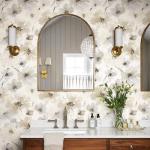 JiffDiff Beige Flower Watercolor Flower Peel and Stick Wallpaper, Honey Wheat Yellow, 17.3x393.7 inch, 48.5 sq ft, Straight Match