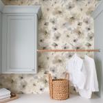 JiffDiff Beige Flower Watercolor Flower Peel and Stick Wallpaper, Honey Wheat Yellow, 17.3x393.7 inch, 48.5 sq ft, Straight Match