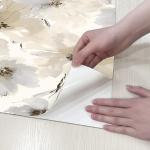 JiffDiff Beige Flower Watercolor Flower Peel and Stick Wallpaper, Honey Wheat Yellow, 17.3x393.7 inch, 48.5 sq ft, Straight Match