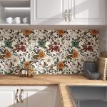 Danodoi Yellow Floral Wallpaper Peel and Stick Vinyl Wallpaper Stick and Peel Colorful Contact Paper for Cabinets Waterproof Self Adhesive Wall Paper for Kitchen Countertop Wall 17.5" x 118"