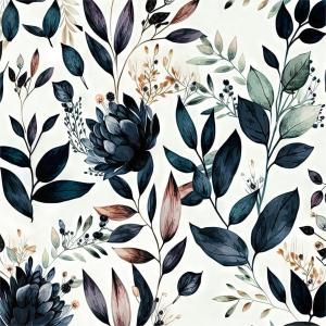 MuralPeel Dark Blue/Yellow Leaf Floral Peel and Stick Wallpaper Vintage Easy Peel Off Self Adhesive Removable Stick on Wall Paper for Kitchen Cabinet Renter Friendly