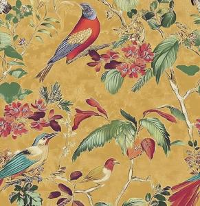 Yellow Boho Wallpaper Peel and Stick,Vintage Floral Bird Contact Paper, Retro Botanical Wall Paper Self Adhesive Removable Waterproof for Bedroom Walls Shelves Cabinet Table Decoration 17.5in x 118in
