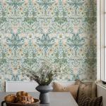 HueBurst 17.3"x118" Peel and Stick Wallpaper Floral Contact Paper Blue Background Pink Pomegranate Flower Wallpaper Self Adhesive Wall Paper Removable Modern Wallpaper for Living Room Funiture Decor