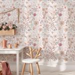 Peel and Stick Boho Pink Floral Peel Stick Wallpaper Contact Paper Removable Self Adhesive Wallpaper for Walls Bedroom Home Decoration Vinyl Rolls 17.7''x118.1''