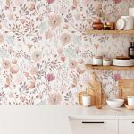 Peel and Stick Boho Pink Floral Peel Stick Wallpaper Contact Paper Removable Self Adhesive Wallpaper for Walls Bedroom Home Decoration Vinyl Rolls 17.7''x118.1''