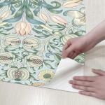 HueBurst 17.3"x118" Peel and Stick Wallpaper Floral Contact Paper Blue Background Pink Pomegranate Flower Wallpaper Self Adhesive Wall Paper Removable Modern Wallpaper for Living Room Funiture Decor