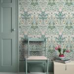 HueBurst 17.3"x118" Peel and Stick Wallpaper Floral Contact Paper Blue Background Pink Pomegranate Flower Wallpaper Self Adhesive Wall Paper Removable Modern Wallpaper for Living Room Funiture Decor