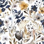MAGAFA Floral Peel and Stick Wallpaper Navy Blue Gray Leaf Gold Self Adhesive Removable Floral Wallpaper for Bedroom Renter Friendly Contact Paper for Bedroom Bathroom Walls Shelf Liner 17.71"x118.1"