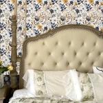 MAGAFA Floral Peel and Stick Wallpaper Navy Blue Gray Leaf Gold Self Adhesive Removable Floral Wallpaper for Bedroom Renter Friendly Contact Paper for Bedroom Bathroom Walls Shelf Liner 17.71"x118.1"