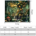 Apdidl Forest Wall Tapestry for Bedroom, Nature Green Tree of Life Tapestries Wall Hanging, Fairy Tales Magical Landscape Backdrop Mural for Living Room Dorm Decor (60"X79")