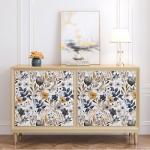 MAGAFA Floral Peel and Stick Wallpaper Navy Blue Gray Leaf Gold Self Adhesive Removable Floral Wallpaper for Bedroom Renter Friendly Contact Paper for Bedroom Bathroom Walls Shelf Liner 17.71"x118.1"