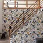 MAGAFA Floral Peel and Stick Wallpaper Navy Blue Gray Leaf Gold Self Adhesive Removable Floral Wallpaper for Bedroom Renter Friendly Contact Paper for Bedroom Bathroom Walls Shelf Liner 17.71"x118.1"