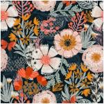 HAOKHOME Boho Peel and Stick Wallpaper Floral Wall Paper Removable for Bedroom Navy/Pink/Orange Contact Paper 17.7in x 9.8ft