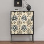 BOKEBEVE Floral Contact Paper,Boho Wallpaper Peel and Stick,Removable Wall Paper for Countertop Cabinet Walls Renter Friendly Beige 17.5 x 393.5In