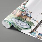 IDEA4WALL Removable Wall Sticker/Wall Mural Pastel Scenic Forest Tree Valley Nature Wilderness Illustrations Fine Art Farmhouse/Country Landscape for Living Room, Bedroom, Office - 100"x144"