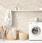 Guvana Beige Peel and Stick Wallpaper Boho Beige and White Contact Paper Modern Striped Self Adhesive Waterproof Wall Paper for Bathroom Bedroom Decor Removable Temporary Rv Wallpaper Roll 17.3"×394"