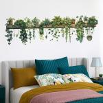 Green Plant Wall Stickers Vinyl Wall Decals Removable Wall Clings Peel and Stick Wall Mural for Bedroom Living Room Office (Large)