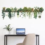 Green Plant Wall Stickers Vinyl Wall Decals Removable Wall Clings Peel and Stick Wall Mural for Bedroom Living Room Office (Large)