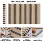 LOVADA Brown Wood Slat Peel and Stick Wallpaper - 17.5"x300" Textured Faux Wood Self-Adhesive, Waterproof Removable Wall Panel for Bedroom, Kitchen, Accent Wall - Easy Install
