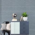 Simon&Siff Grey Blue Textured Grasscloth Peel and Stick Wallpaper 17.7"x197" Faux Grassweave Waterproof Self Adhesive Removable Wallpaper Mural for Home Decor Bedroom Kitchen Cabinet