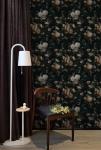 Floralplus Peel and Stick Wallpaper Removable Dark Floral Wallpaper 17.5 x 393 in Renter Friendly Wallpapers for Bedroom Accent Wall Black Floral Contact Paper Flower Wall Mural