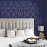 Tempaper Textured Metallic Blue Damsel Removable Peel and Stick Damask Wallpaper, 20.5 in X 16.5 ft, Made in The USA