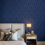 Tempaper Textured Metallic Blue Damsel Removable Peel and Stick Damask Wallpaper, 20.5 in X 16.5 ft, Made in The USA