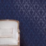 Tempaper Textured Metallic Blue Damsel Removable Peel and Stick Damask Wallpaper, 20.5 in X 16.5 ft, Made in The USA