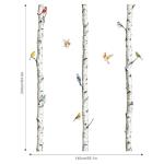 95" Tall Birch Tree Wall Decals 3 White Aspen Trees Flying Birds Wall Stickers Peel and Stick Birch Trunk Wall Art Decor for Bedroom Living Room Kitchen Sofa TV Backdrop