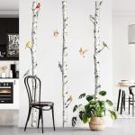 95" Tall Birch Tree Wall Decals 3 White Aspen Trees Flying Birds Wall Stickers Peel and Stick Birch Trunk Wall Art Decor for Bedroom Living Room Kitchen Sofa TV Backdrop