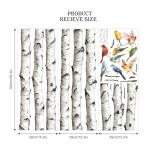 95" Tall Birch Tree Wall Decals 3 White Aspen Trees Flying Birds Wall Stickers Peel and Stick Birch Trunk Wall Art Decor for Bedroom Living Room Kitchen Sofa TV Backdrop
