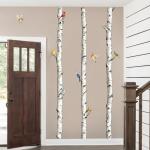 95" Tall Birch Tree Wall Decals 3 White Aspen Trees Flying Birds Wall Stickers Peel and Stick Birch Trunk Wall Art Decor for Bedroom Living Room Kitchen Sofa TV Backdrop