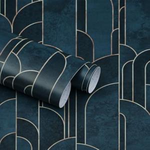 16.1"x393.7" Blue Wallpaper Peel and Stick Geometric Wallpaper Light Blue and Dark Blue Gradual Color Removable Contact Paper Self Adhesive Wallpaper for BedroomWalls Decorative Vinyl