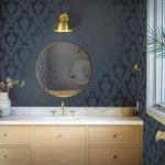 Tempaper Textured Black Damsel Removable Peel and Stick Damask Wallpaper, 20.5 in X 16.5 ft, Made in the USA