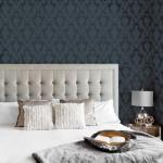 Tempaper Textured Black Damsel Removable Peel and Stick Damask Wallpaper, 20.5 in X 16.5 ft, Made in the USA