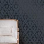 Tempaper Textured Black Damsel Removable Peel and Stick Damask Wallpaper, 20.5 in X 16.5 ft, Made in the USA