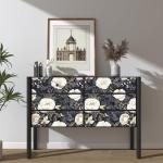 Vintage White Gold Floral Wallpaper Peel and Stick Dark Blue Leaf Contact Paper 17.5" x 393.7" Vinyl Waterproof Self Adhesive Boho Botanical Wall Mural for Cabinet Drawer Walls Room(Navy,White,Gold)