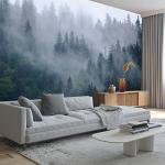 Modern 3D Removable Wallpaper Self-Adhesive Misty Mountain Landscape Wall Murals Peel and Stick Wall Stickers for Living Room Bedroom Wall Decor