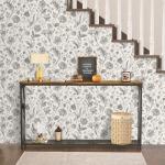 lenify Black and Beige Peel and Stick Wallpaper Botanical Contact Paper 16.9inch x 196.8nch Floral Wall Paper Peel and Stick for Bathroom Bedroom Removable Self Adhesive Wallpaper Decor Vinyl