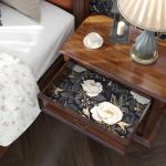 Vintage White Gold Floral Wallpaper Peel and Stick Dark Blue Leaf Contact Paper 17.5" x 393.7" Vinyl Waterproof Self Adhesive Boho Botanical Wall Mural for Cabinet Drawer Walls Room(Navy,White,Gold)